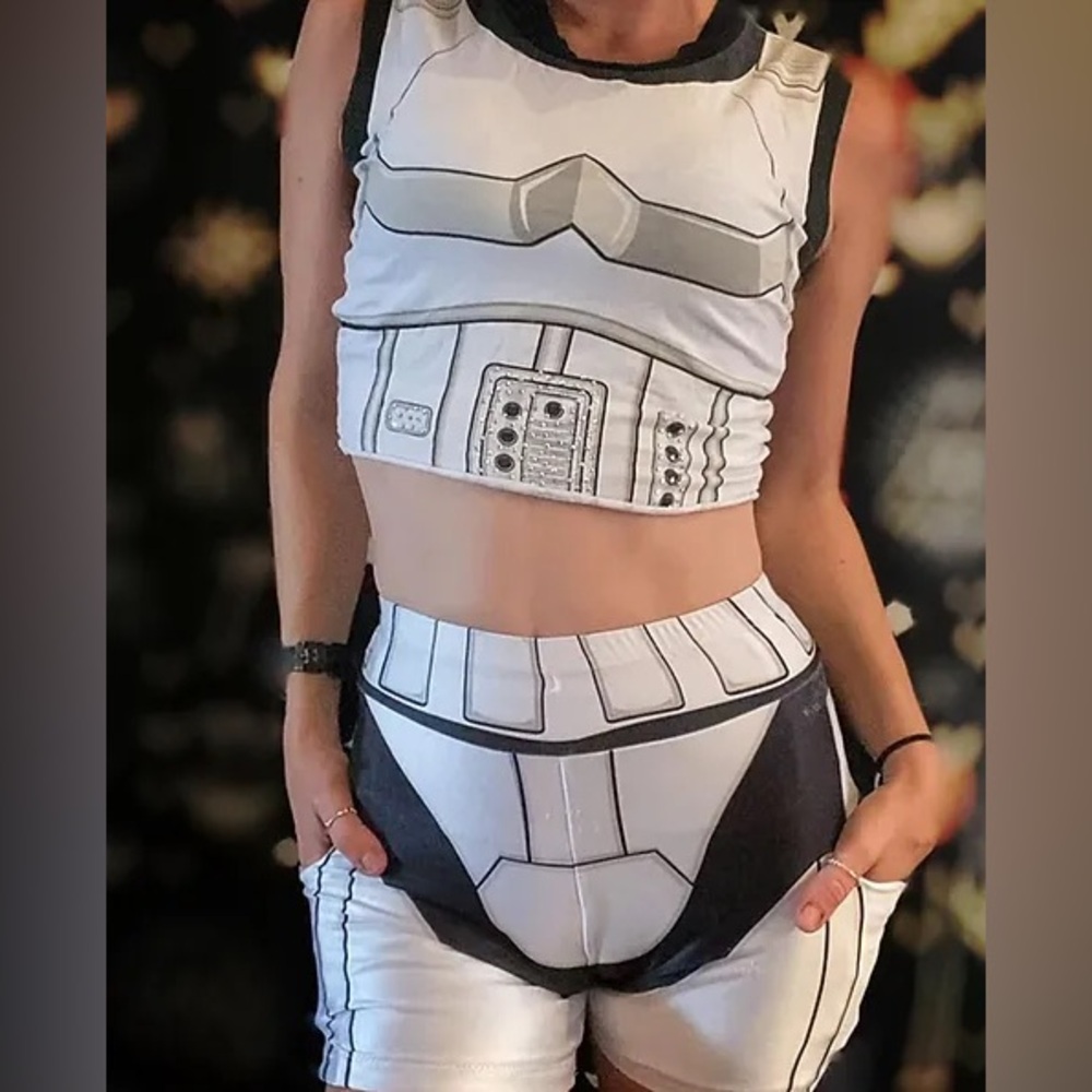Cute storm trooper crop top and body con shorts